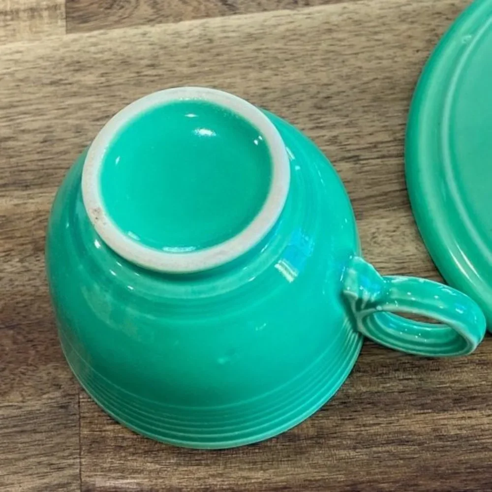 Fiestaware Mid Century Modern Dinnerware Cup & Saucer Set Original Medium Green